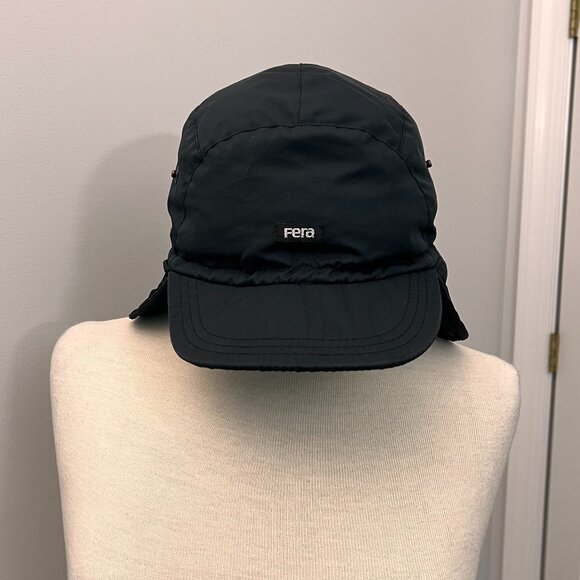 Fera Skiwear Trapper Ear Flap Insulated Down Ski Black Outdoor Snaps Hat - Picture 9 of 13